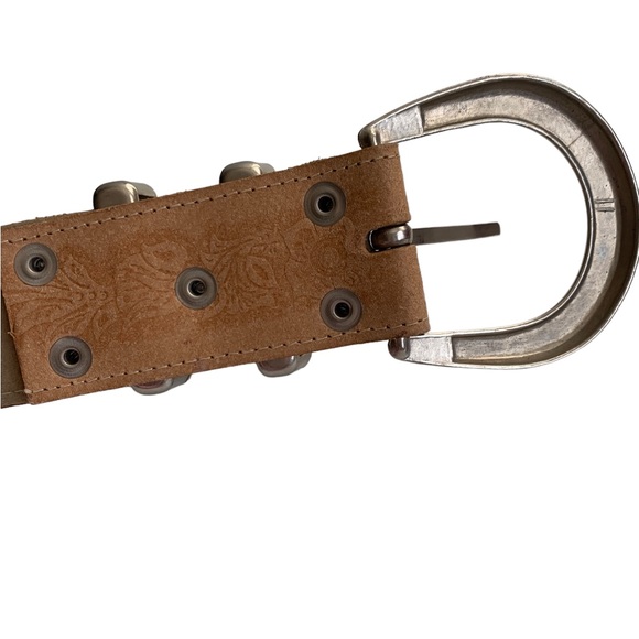 L.Chessler Floral Embosssed Embossed Leather Belt Sz S - Picture 3 of 8
